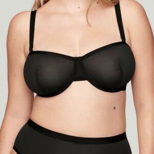 NEW CUUP The Balconette Bra Mesh Bra in Black Underwire Size 38G